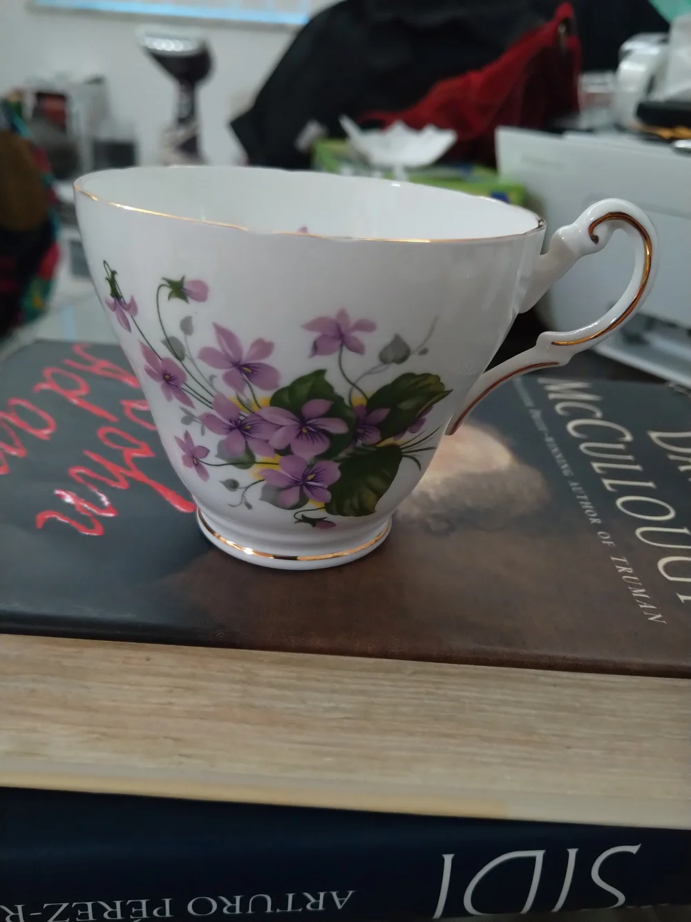 Regency English Bone China Teacup - White with Gold Trim